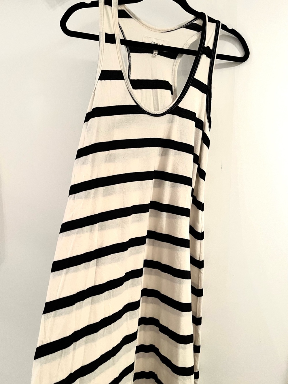 THE GREAT. Striped Racerback Maxi Tank Dress Black White B28  Women's Sz 0